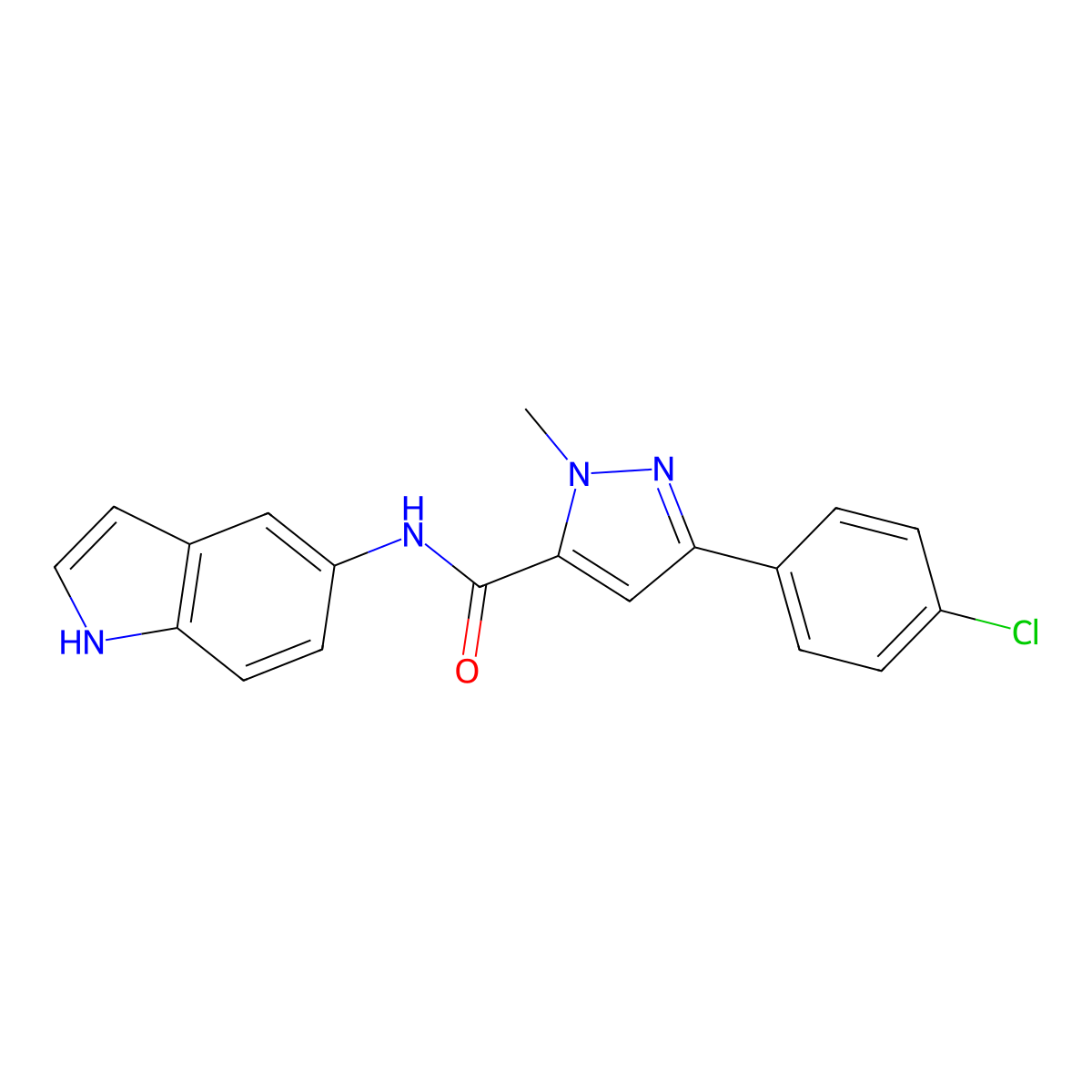 3-(4-chlorophenyl)-N-(1H-indol-5-yl)-1-methyl-1H-pyrazole-5-carboxamide molecular structure, CAS 1374533-60-4