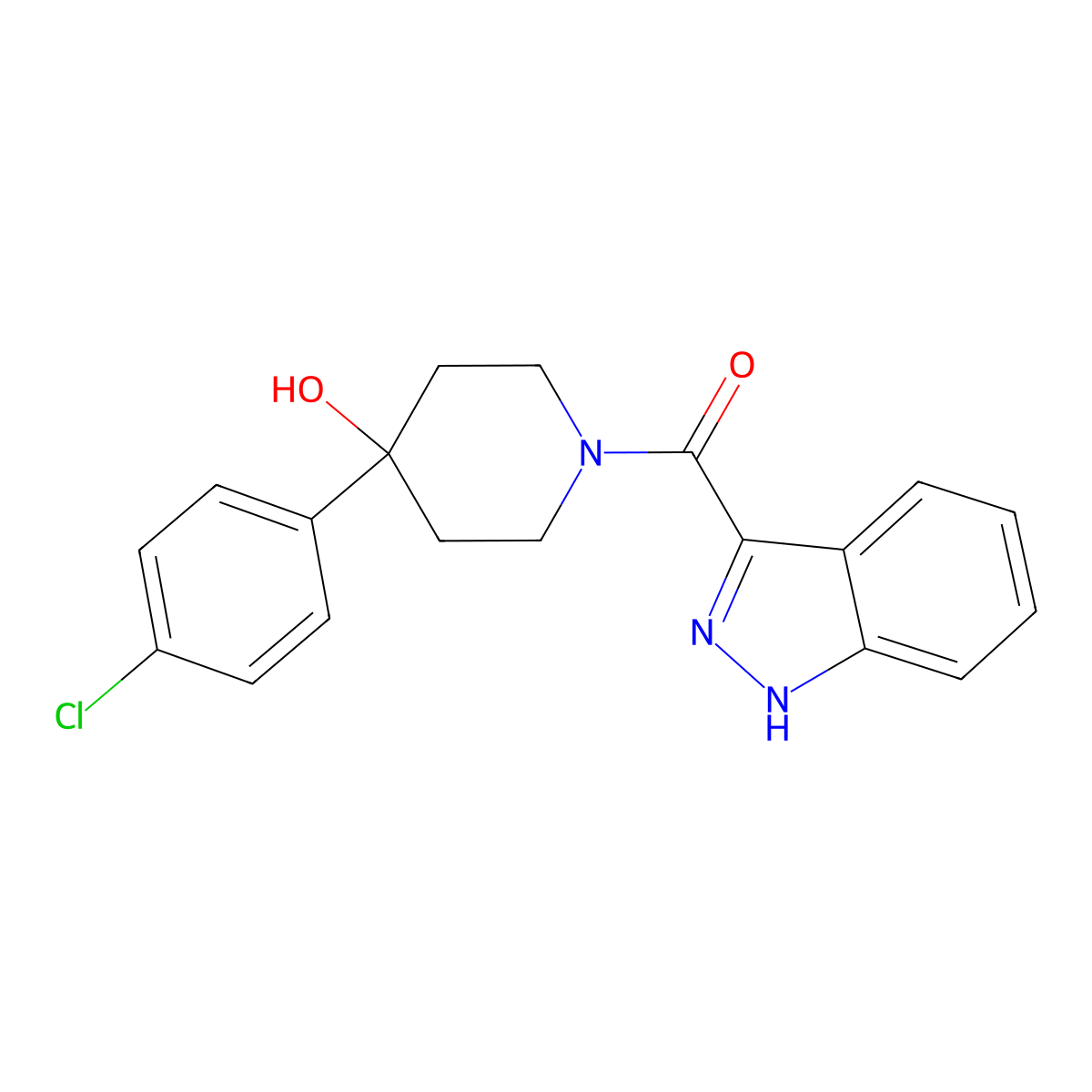 [4-(4-chlorophenyl)-4-hydroxypiperidino](1H-indazol-3-yl)methanone molecular structure, CAS 1374533-67-1