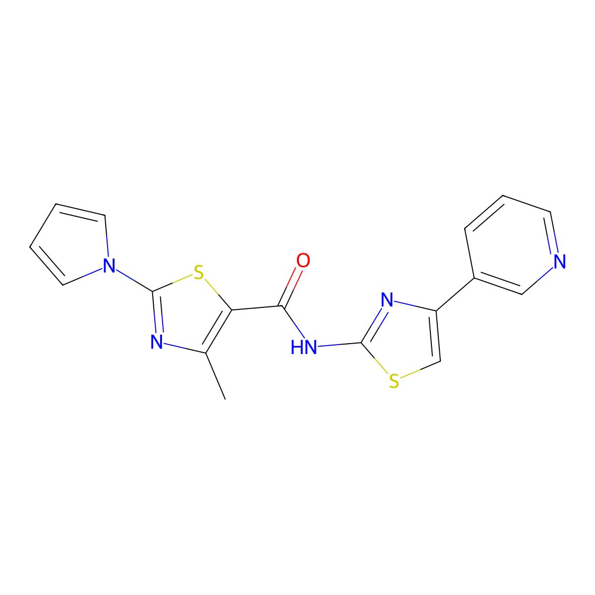 4-methyl-N-[(2Z)-4-(pyridin-3-yl)-1,3-thiazol-2(3H)-ylidene]-2-(1H-pyrrol-1-yl)-1,3-thiazole-5-carboxamide molecular structure, CAS 1374533-74-0