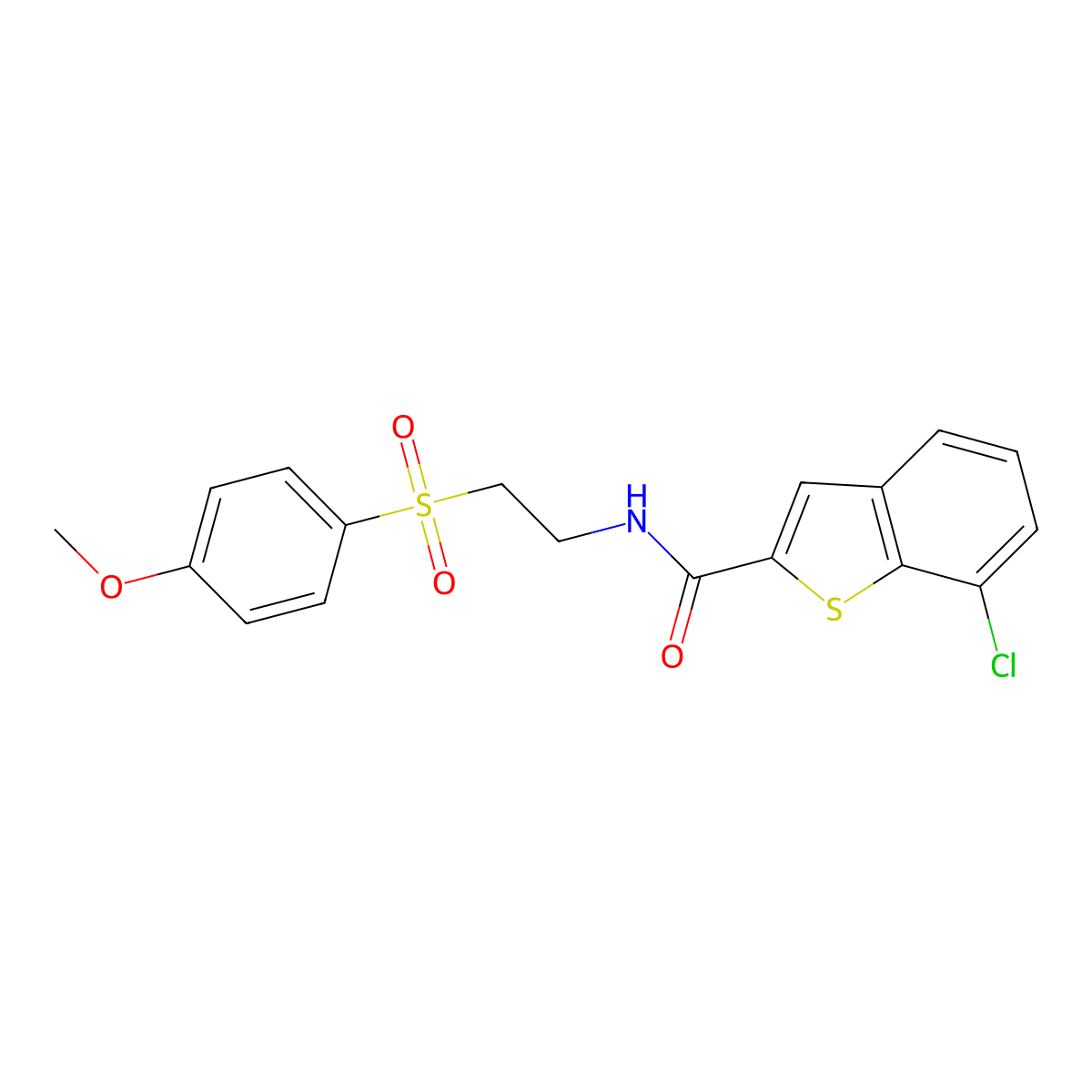 7-chloro-N-{2-[(4-methoxyphenyl)sulfonyl]ethyl}-1-benzothiophene-2-carboxamide molecular structure, CAS 1374533-84-2