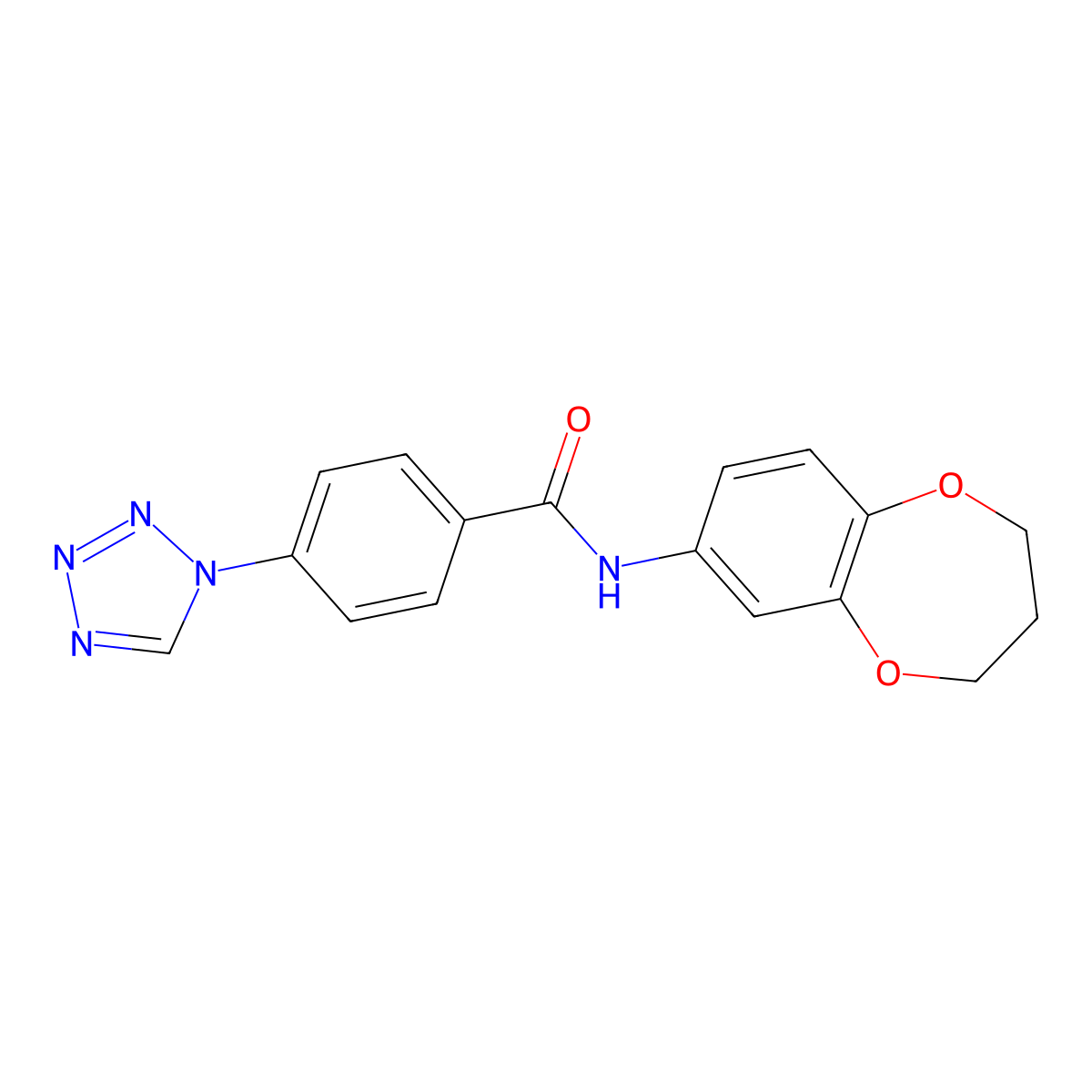 N-(3,4-dihydro-2H-1,5-benzodioxepin-7-yl)-4-(1H-tetrazol-1-yl)benzamide molecular structure, CAS 1374534-10-7