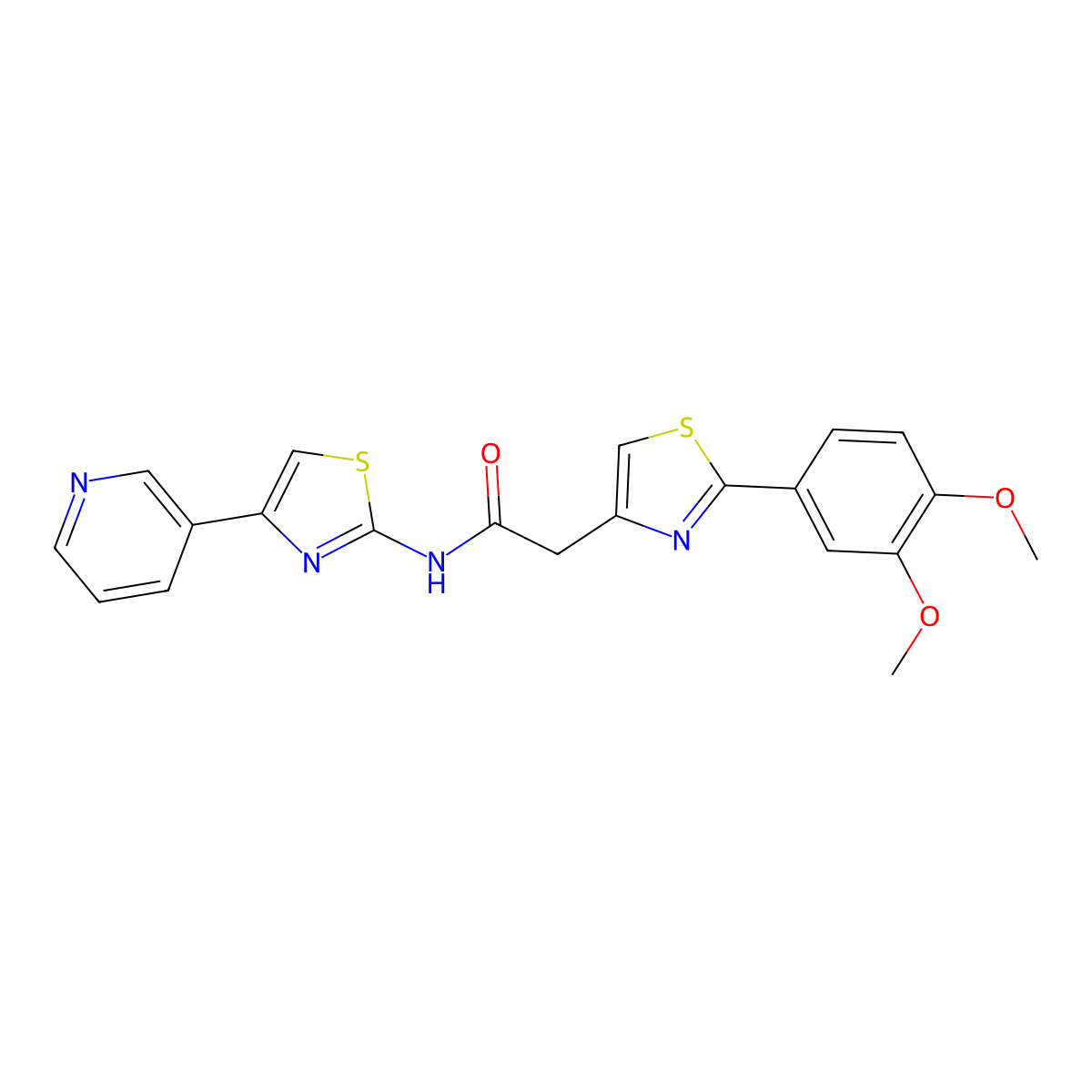 2-[2-(3,4-dimethoxyphenyl)-1,3-thiazol-4-yl]-N-[4-(pyridin-3-yl)-1,3-thiazol-2-yl]acetamide molecular structure, CAS 1374534-34-5