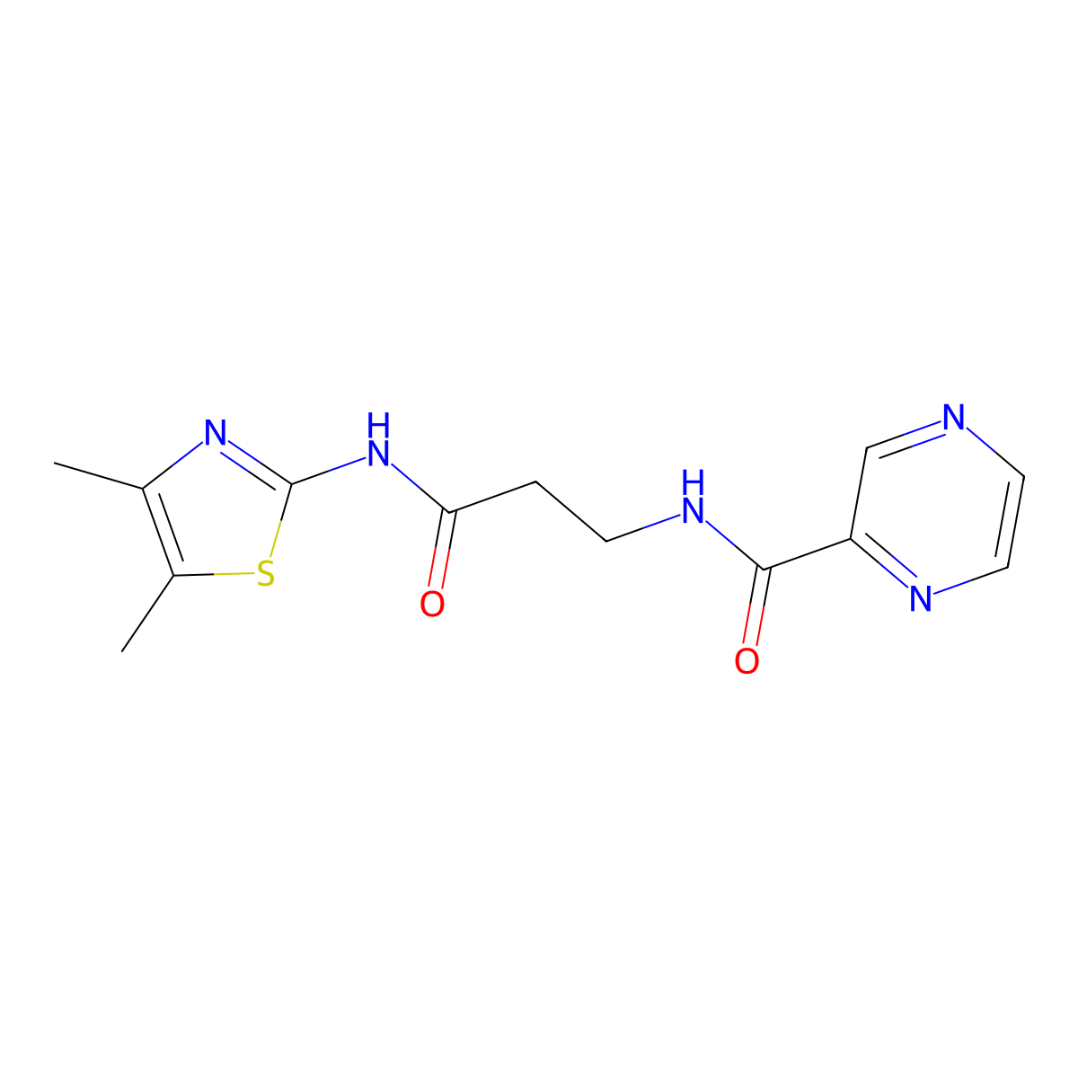 N-(3-((4,5-dimethylthiazol-2-yl)amino)-3-oxopropyl)pyrazine-2-carboxamide molecular structure, CAS 1374534-43-6
