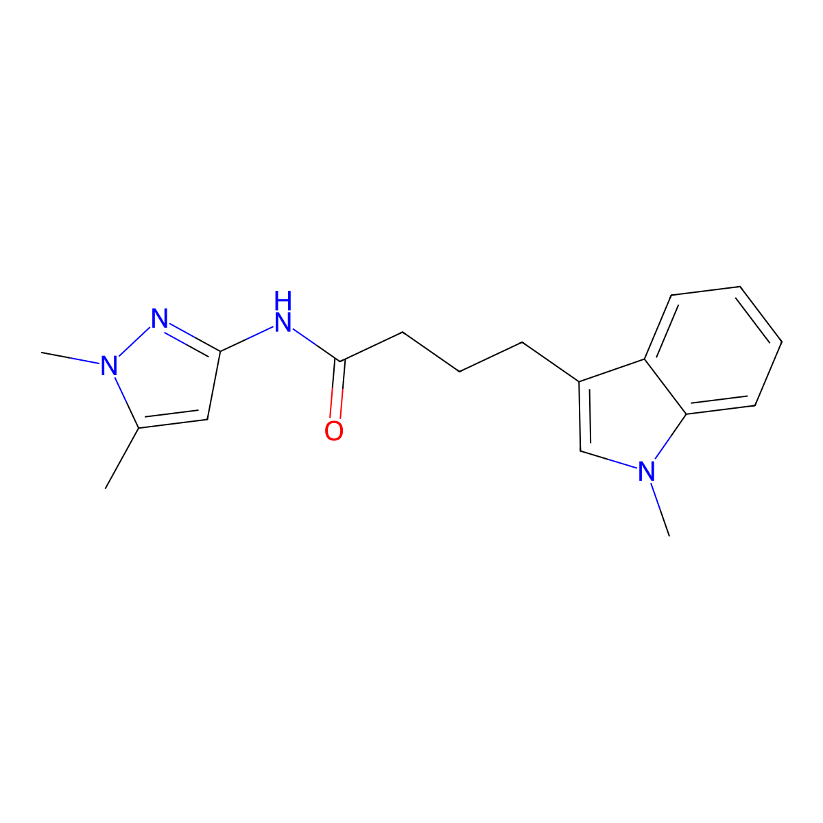 N-(1,5-dimethyl-1H-pyrazol-3-yl)-4-(1-methyl-1H-indol-3-yl)butanamide molecular structure, CAS 1374534-49-2