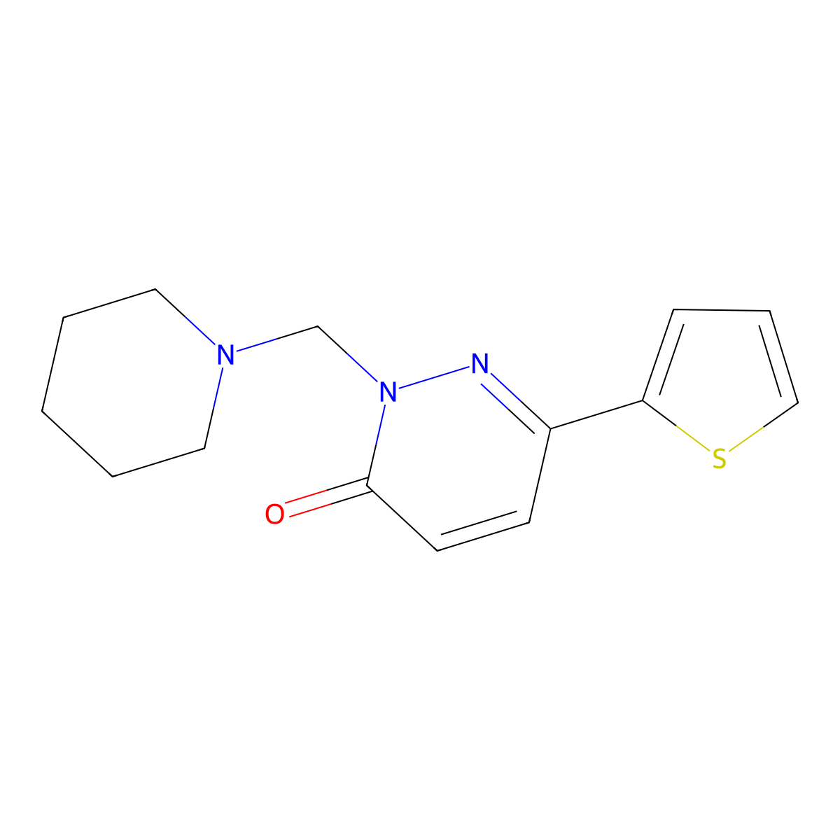 2-(piperidin-1-ylmethyl)-6-(thiophen-2-yl)pyridazin-3(2H)-one molecular structure, CAS 1374534-58-3