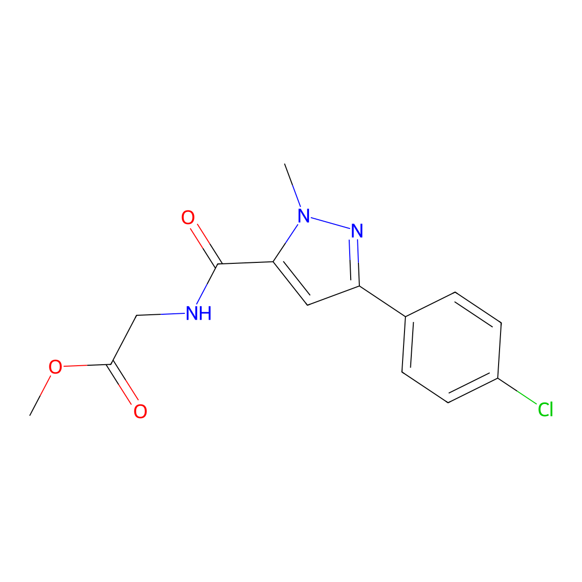 methyl N-{[3-(4-chlorophenyl)-1-methyl-1H-pyrazol-5-yl]carbonyl}glycinate molecular structure, CAS 1374534-62-9