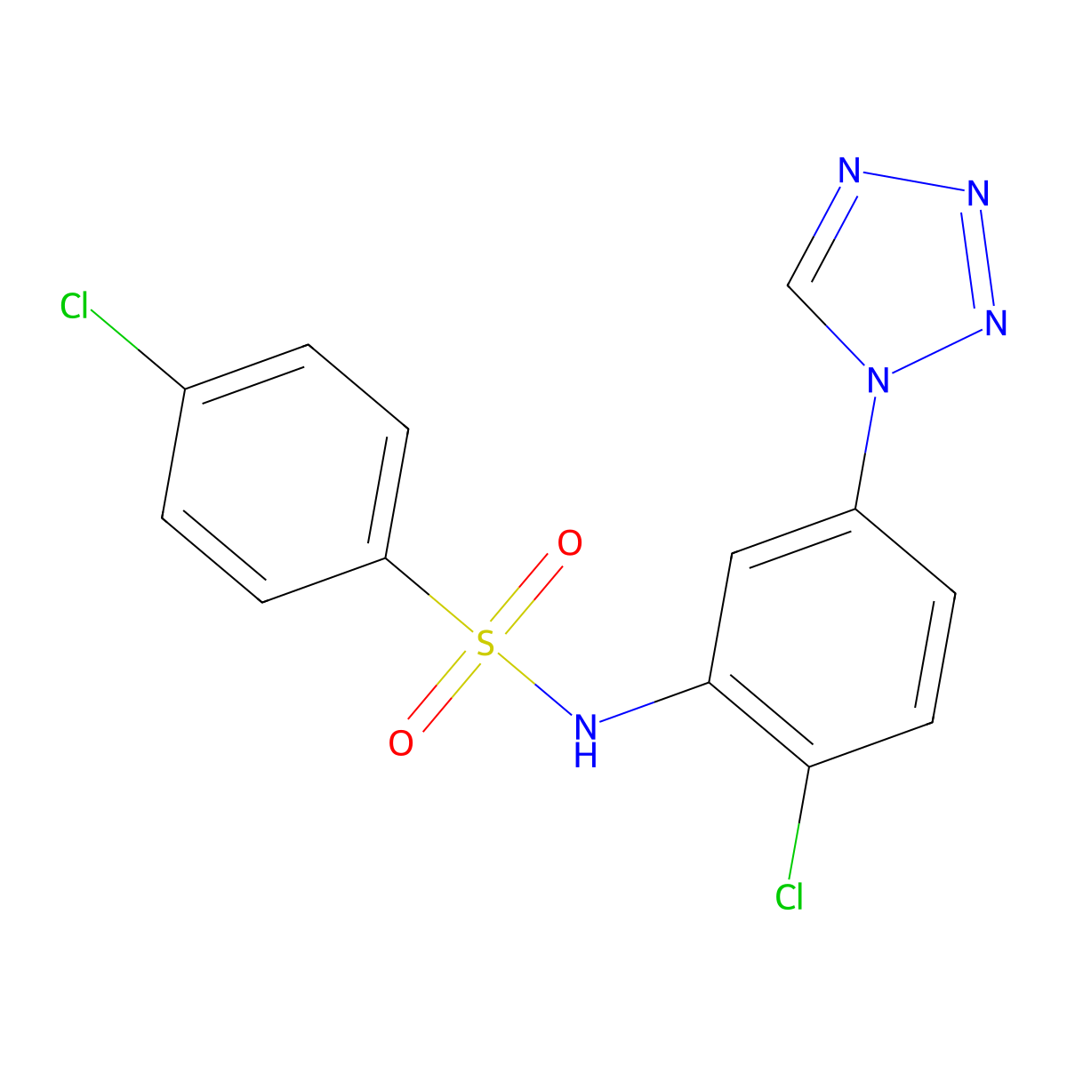 4-chloro-N-[2-chloro-5-(1H-tetrazol-1-yl)phenyl]benzenesulfonamide molecular structure, CAS 1374534-68-5