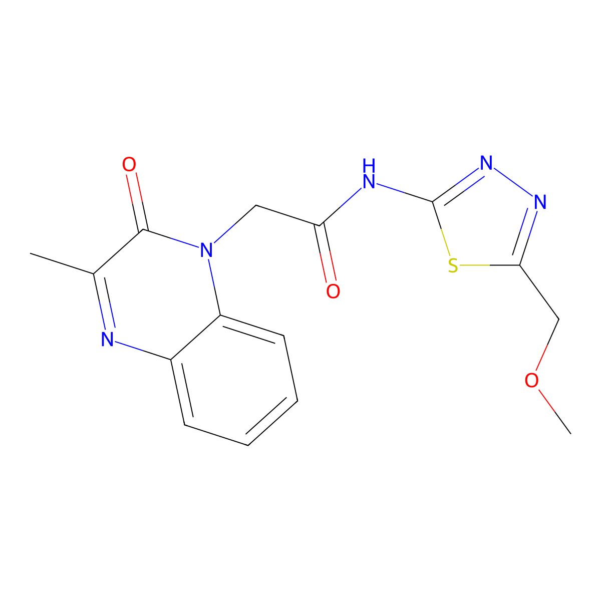 N-(5-(methoxymethyl)-1,3,4-thiadiazol-2-yl)-2-(3-methyl-2-oxoquinoxalin-1(2H)-yl)acetamide molecular structure, CAS 1374534-87-8