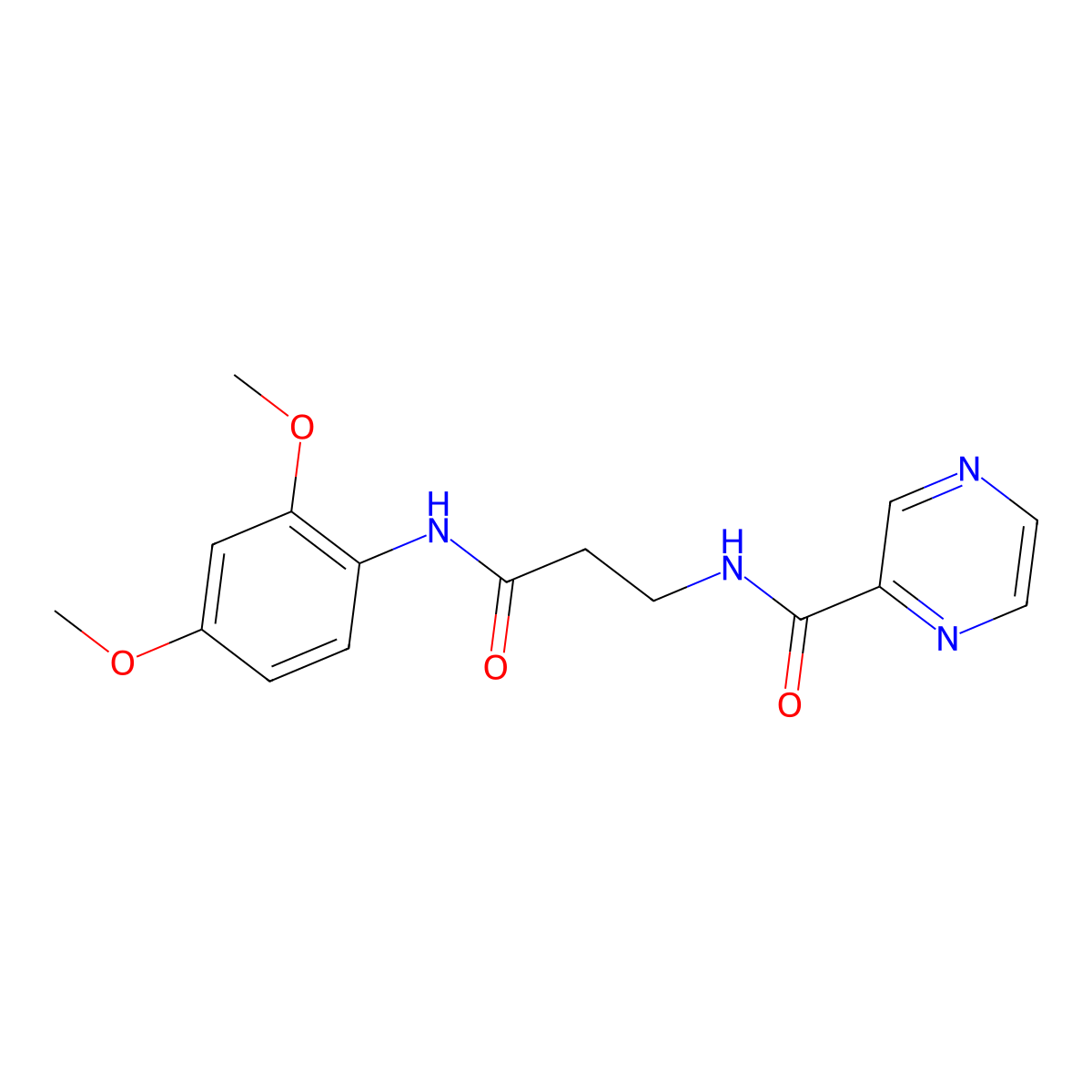 N-{3-[(2,4-dimethoxyphenyl)amino]-3-oxopropyl}pyrazine-2-carboxamide molecular structure, CAS 1374534-93-6