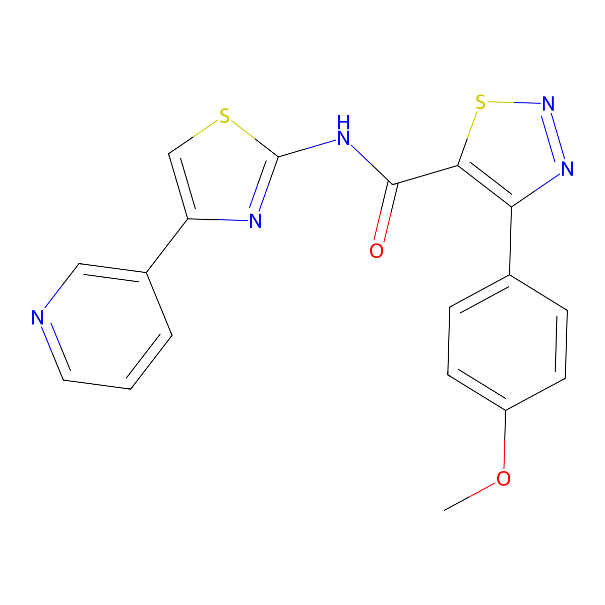 4-(4-methoxyphenyl)-N-[4-(pyridin-3-yl)-1,3-thiazol-2-yl]-1,2,3-thiadiazole-5-carboxamide molecular structure, CAS 1374535-01-9