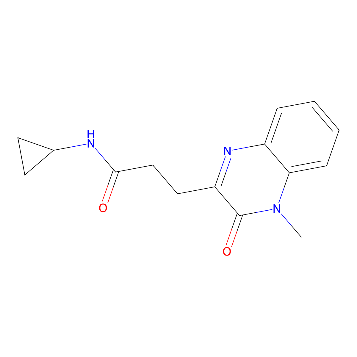N-cyclopropyl-3-(4-methyl-3-oxo-3,4-dihydroquinoxalin-2-yl)propanamide molecular structure, CAS 1374535-20-2