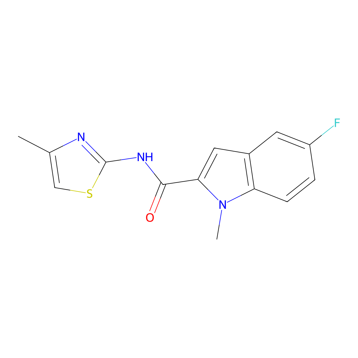 5-fluoro-1-methyl-N-(4-methyl-1,3-thiazol-2-yl)-1H-indole-2-carboxamide molecular structure, CAS 1374535-21-3