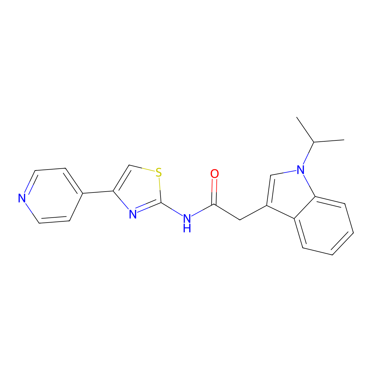 2-(1-isopropyl-1H-indol-3-yl)-N-(4-(pyridin-4-yl)thiazol-2-yl)acetamide molecular structure, CAS 1374535-29-1