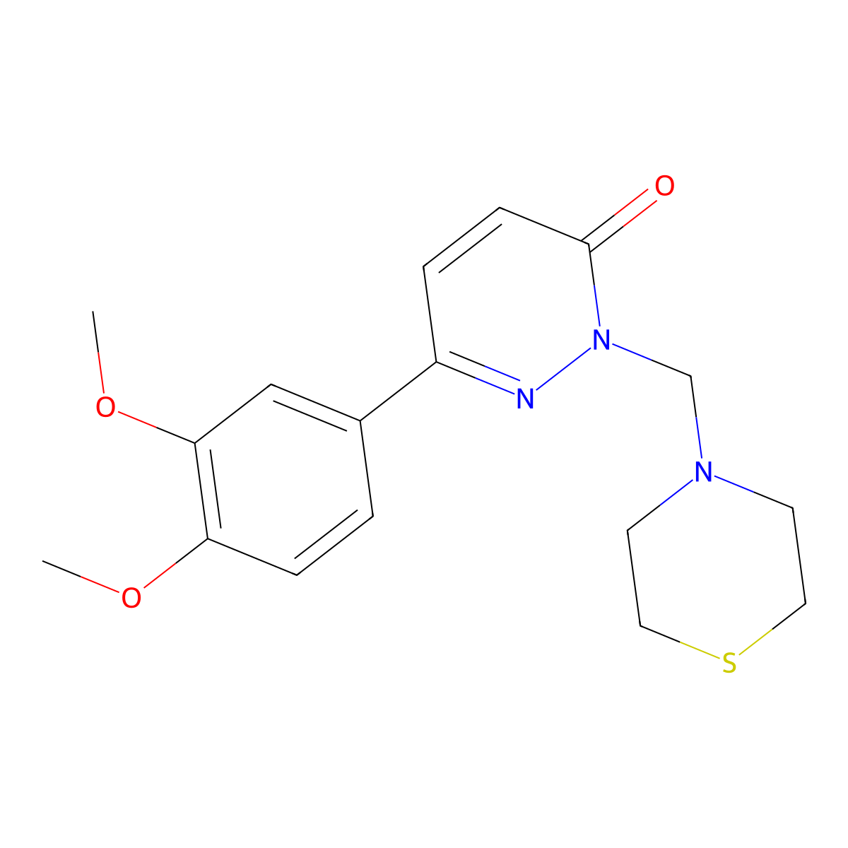 6-(3,4-dimethoxyphenyl)-2-(thiomorpholin-4-ylmethyl)pyridazin-3(2H)-one molecular structure, CAS 1374535-46-2