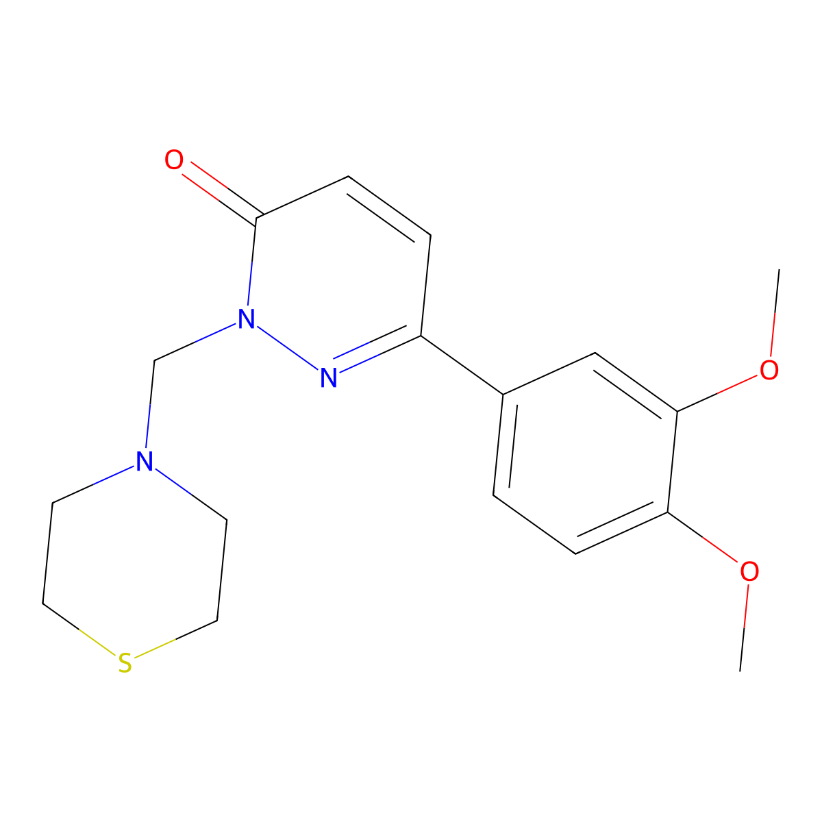 6-(3,4-dimethoxyphenyl)-2-(thiomorpholin-4-ylmethyl)pyridazin-3(2H)-one molecular structure, CAS 1374535-46-2