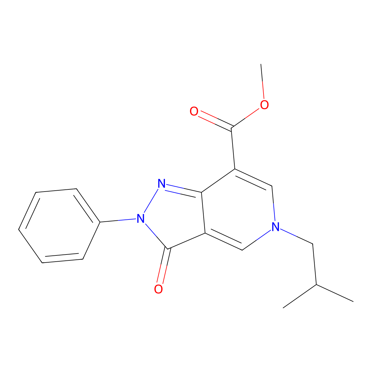 methyl 5-isobutyl-3-oxo-2-phenyl-3,5-dihydro-2H-pyrazolo[4,3-c]pyridine-7-carboxylate molecular structure, CAS 1374535-50-8