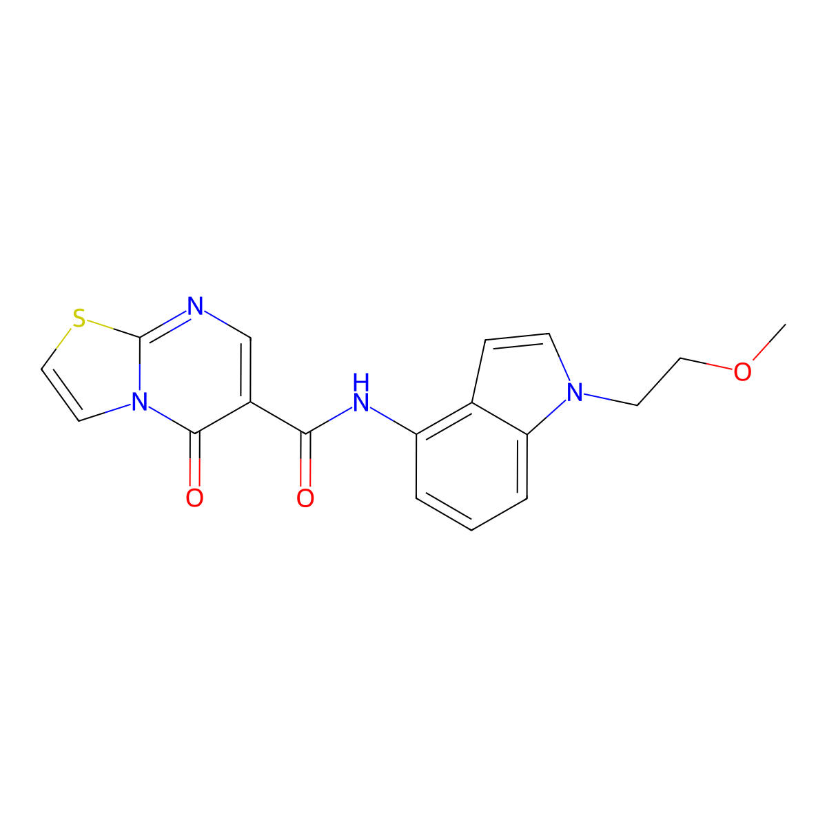 N-[1-(2-methoxyethyl)-1H-indol-4-yl]-5-oxo-5H-[1,3]thiazolo[3,2-a]pyrimidine-6-carboxamide molecular structure, CAS 1374535-51-9