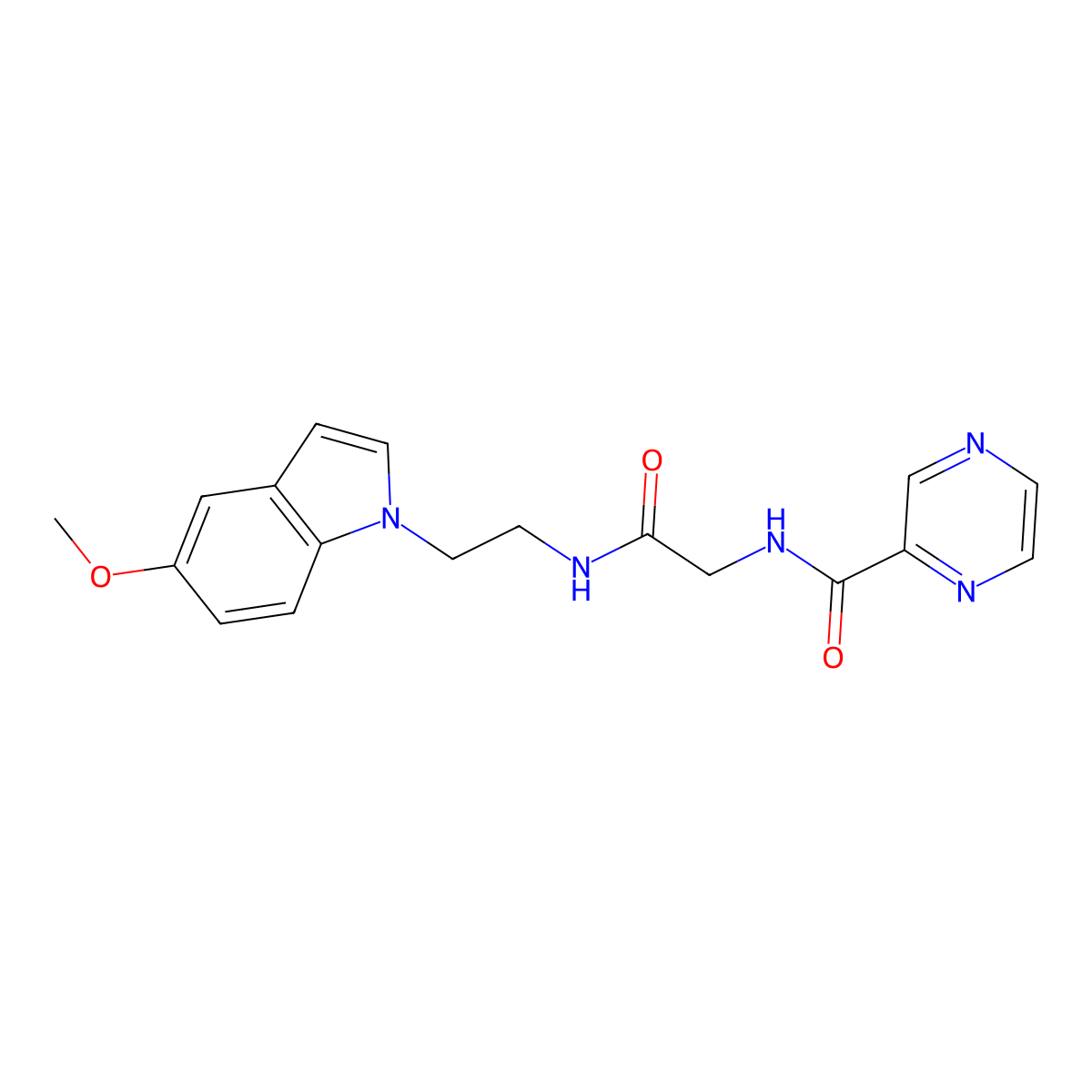 N-(2-{[2-(5-methoxy-1H-indol-1-yl)ethyl]amino}-2-oxoethyl)-2-pyrazinecarboxamide molecular structure, CAS 1374535-62-2