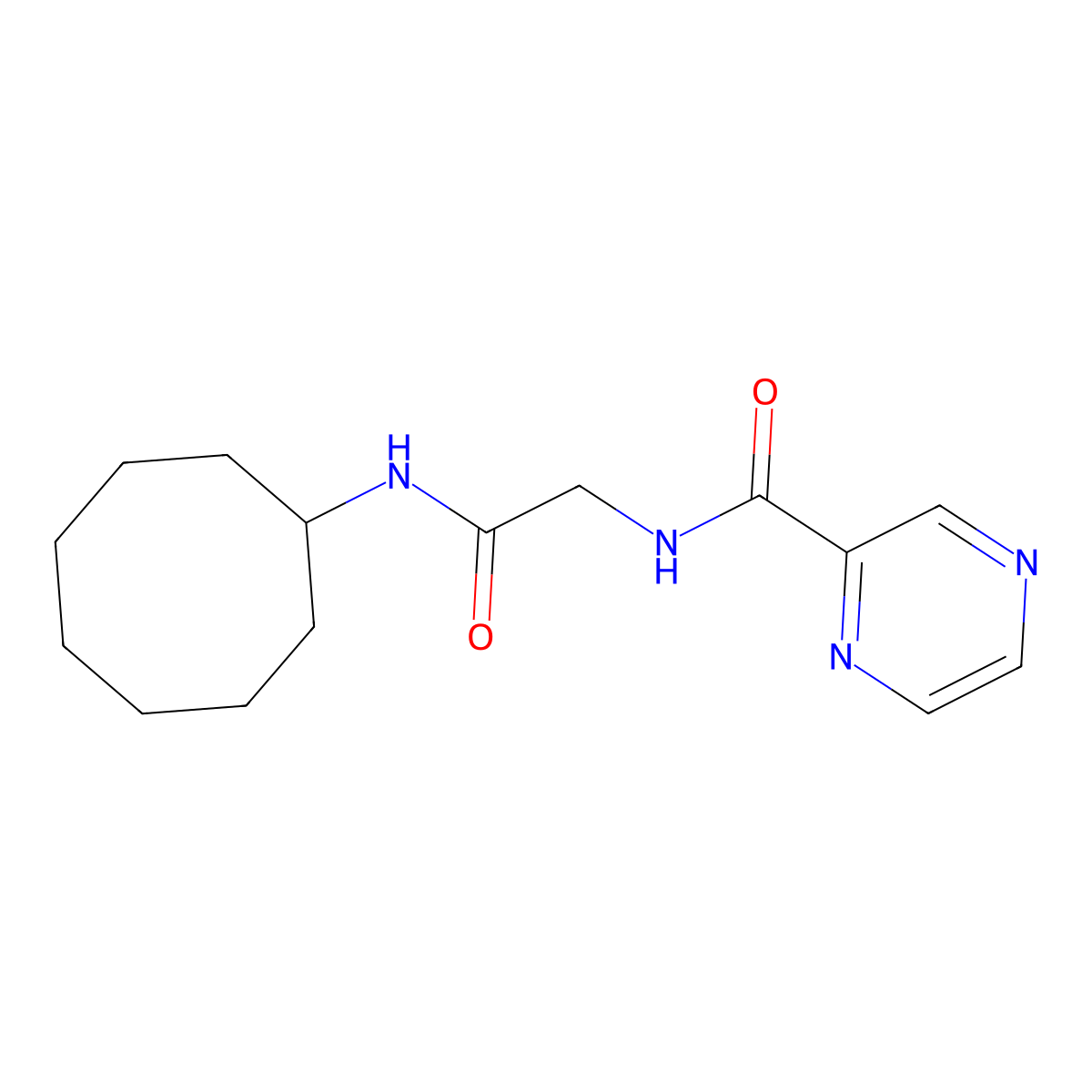 N-[2-(cyclooctylamino)-2-oxoethyl]-2-pyrazinecarboxamide molecular structure, CAS 1374535-84-8