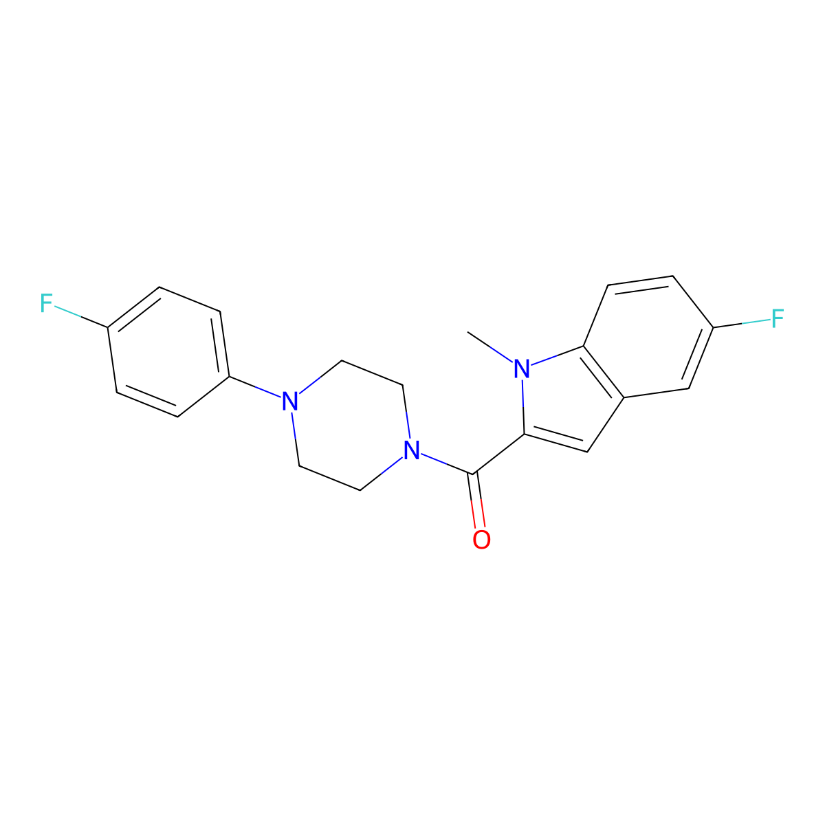 (5-fluoro-1-methyl-1H-indol-2-yl)[4-(4-fluorophenyl)piperazin-1-yl]methanone molecular structure, CAS 1374535-91-7