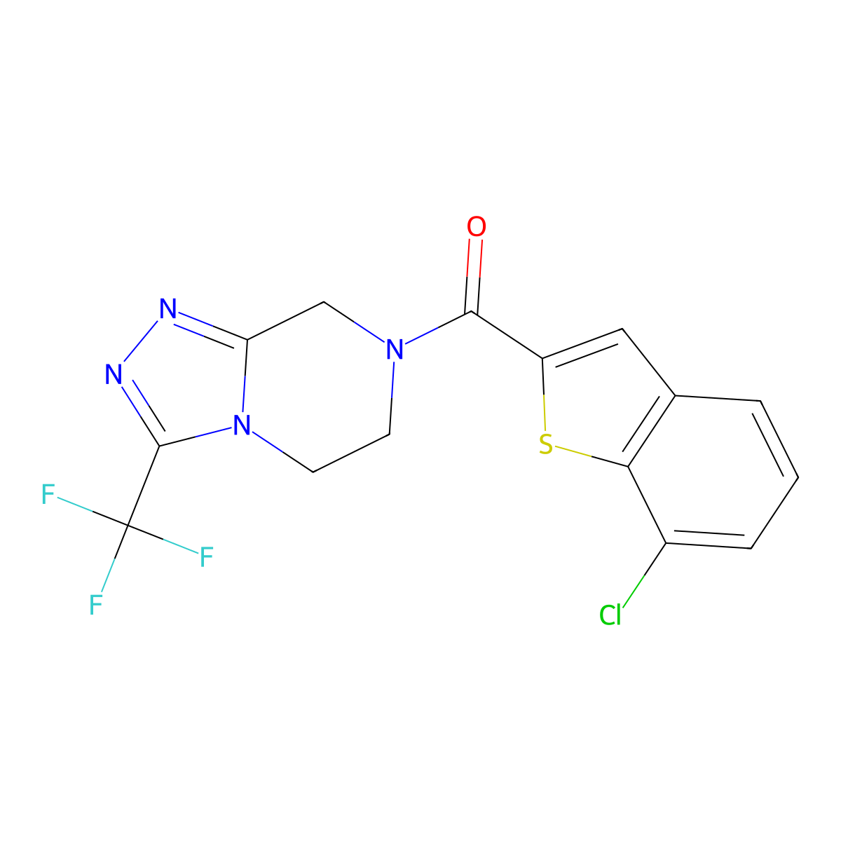(7-chloro-1-benzothiophen-2-yl)[3-(trifluoromethyl)-5,6-dihydro[1,2,4]triazolo[4,3-a]pyrazin-7(8H)-yl]methanone molecular structure, CAS 1374535-95-1