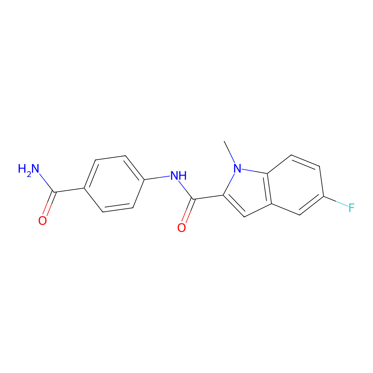 N-(4-carbamoylphenyl)-5-fluoro-1-methyl-1H-indole-2-carboxamide molecular structure, CAS 1374536-08-9