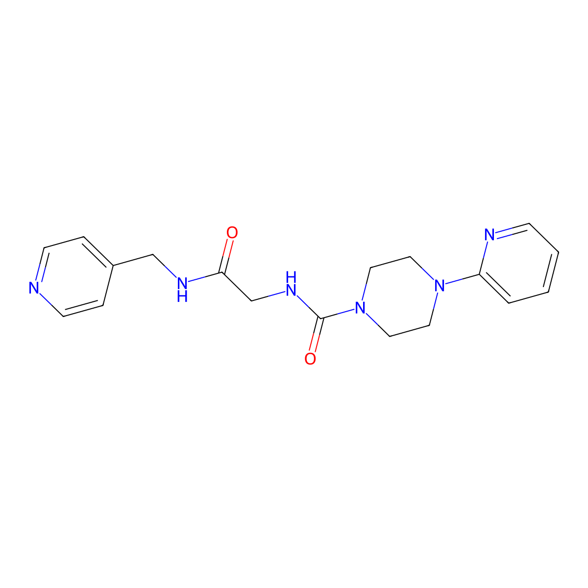 N-{2-oxo-2-[(pyridin-4-ylmethyl)amino]ethyl}-4-(pyridin-2-yl)piperazine-1-carboxamide molecular structure, CAS 1374536-13-6