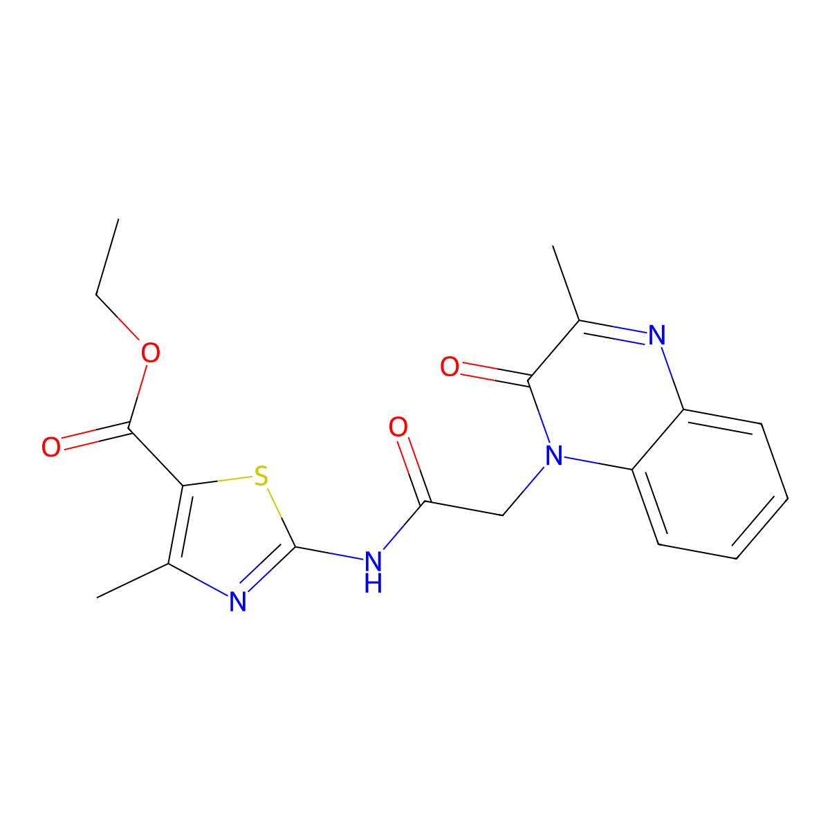 ethyl 4-methyl-2-{[(3-methyl-2-oxoquinoxalin-1(2H)-yl)acetyl]amino}-1,3-thiazole-5-carboxylate molecular structure, CAS 1374536-42-1