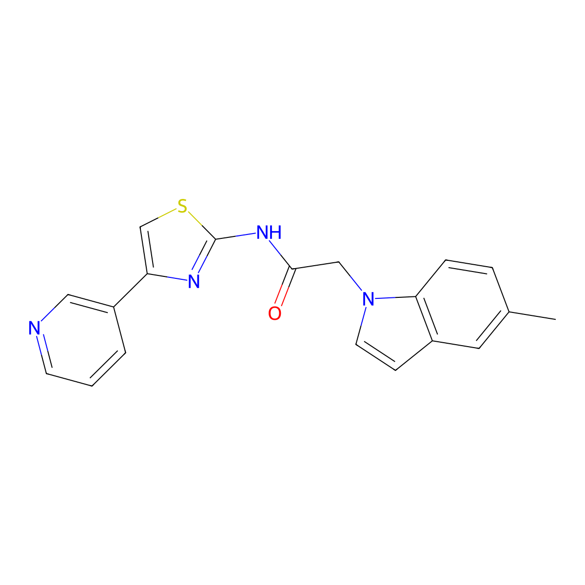 2-(5-methyl-1H-indol-1-yl)-N-[4-(pyridin-3-yl)-1,3-thiazol-2-yl]acetamide molecular structure, CAS 1374536-43-2