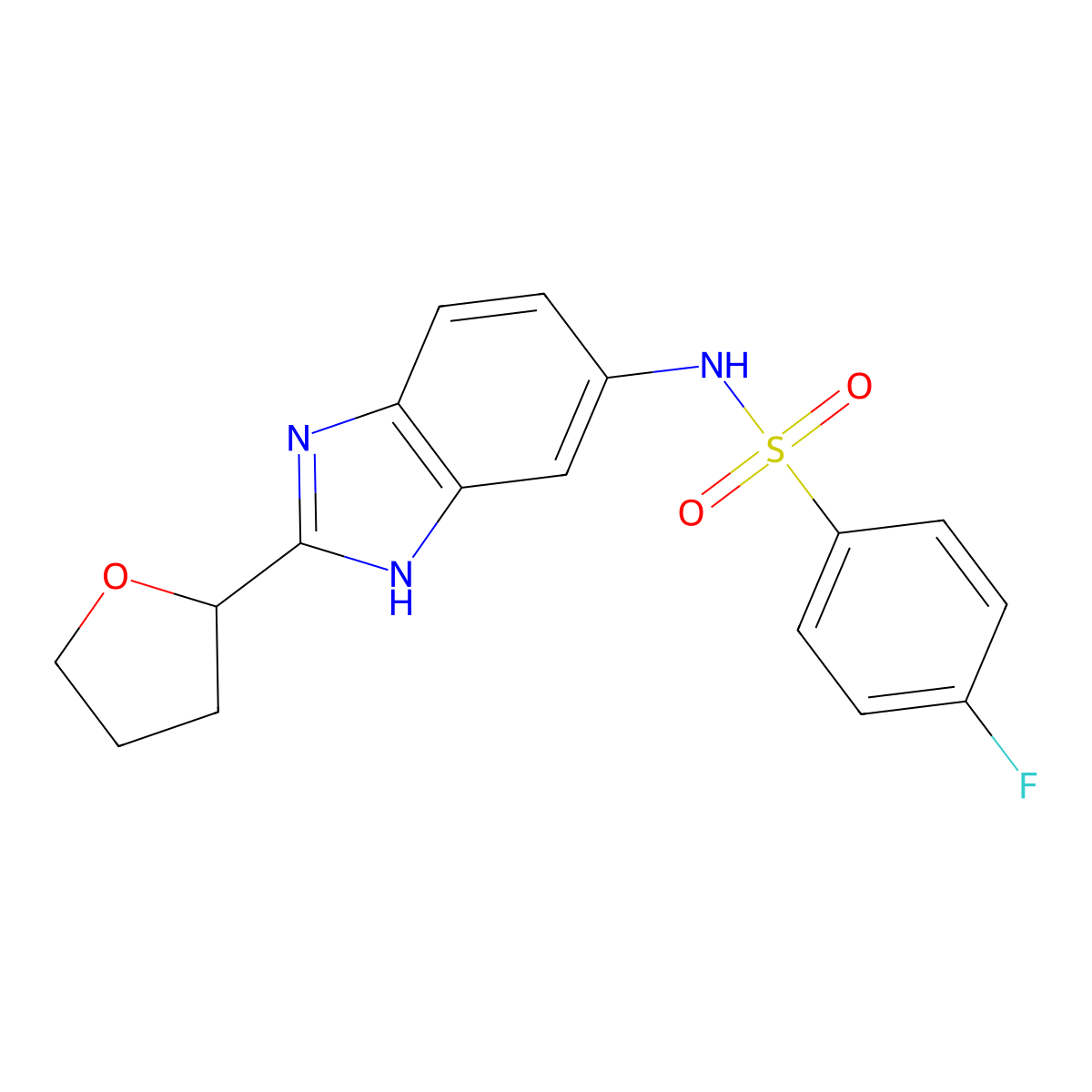 4-fluoro-N-[2-(tetrahydrofuran-2-yl)-1H-benzimidazol-5-yl]benzenesulfonamide molecular structure, CAS 1374536-56-7