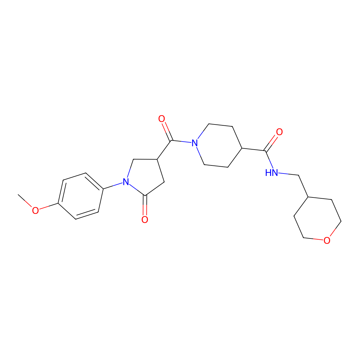 1-{[1-(4-methoxyphenyl)-5-oxotetrahydro-1H-pyrrol-3-yl]carbonyl}-N-(tetrahydro-2H-pyran-4-ylmethyl)-4-piperidinecarboxamide molecular structure, CAS 1374536-58-9