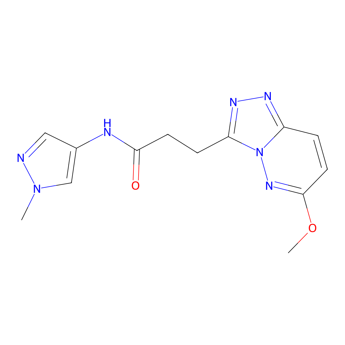 3-(6-methoxy[1,2,4]triazolo[4,3-b]pyridazin-3-yl)-N-(1-methyl-1H-pyrazol-4-yl)propanamide molecular structure, CAS 1374536-59-0