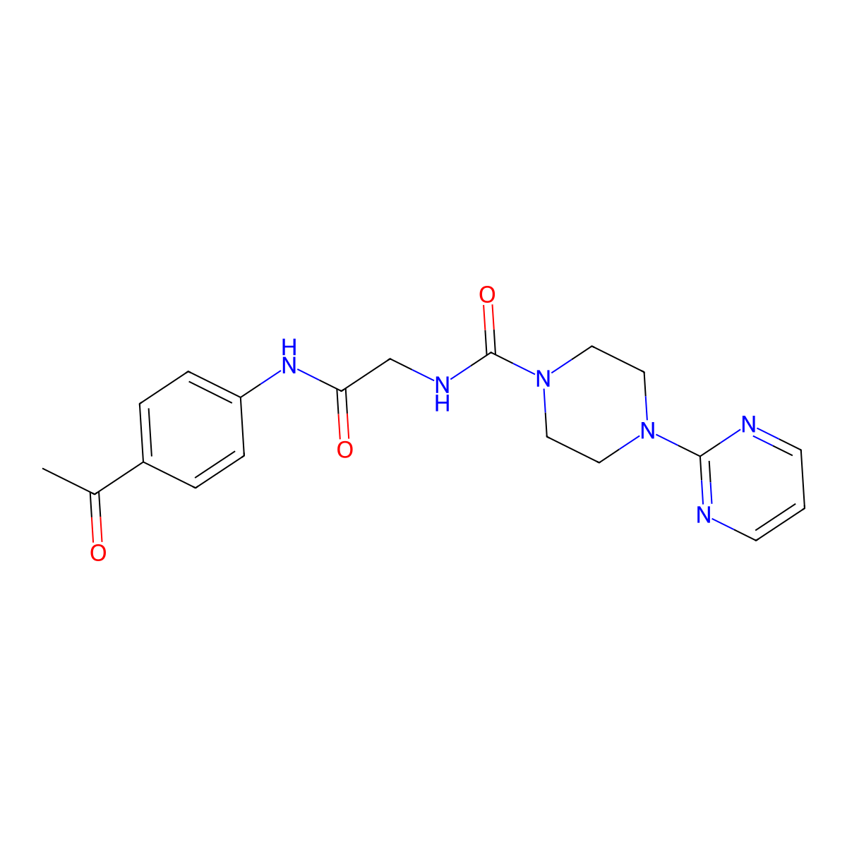 N-{2-[(4-acetylphenyl)amino]-2-oxoethyl}-4-(pyrimidin-2-yl)piperazine-1-carboxamide molecular structure, CAS 1374536-64-7