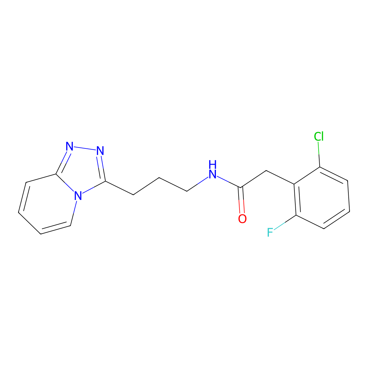 2-(2-chloro-6-fluorophenyl)-N-[3-([1,2,4]triazolo[4,3-a]pyridin-3-yl)propyl]acetamide molecular structure, CAS 1374536-73-8
