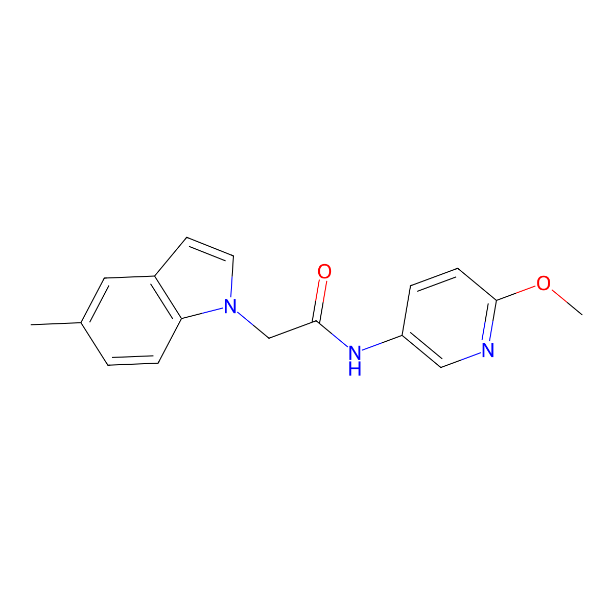 N-(6-methoxypyridin-3-yl)-2-(5-methyl-1H-indol-1-yl)acetamide molecular structure, CAS 1374536-91-0