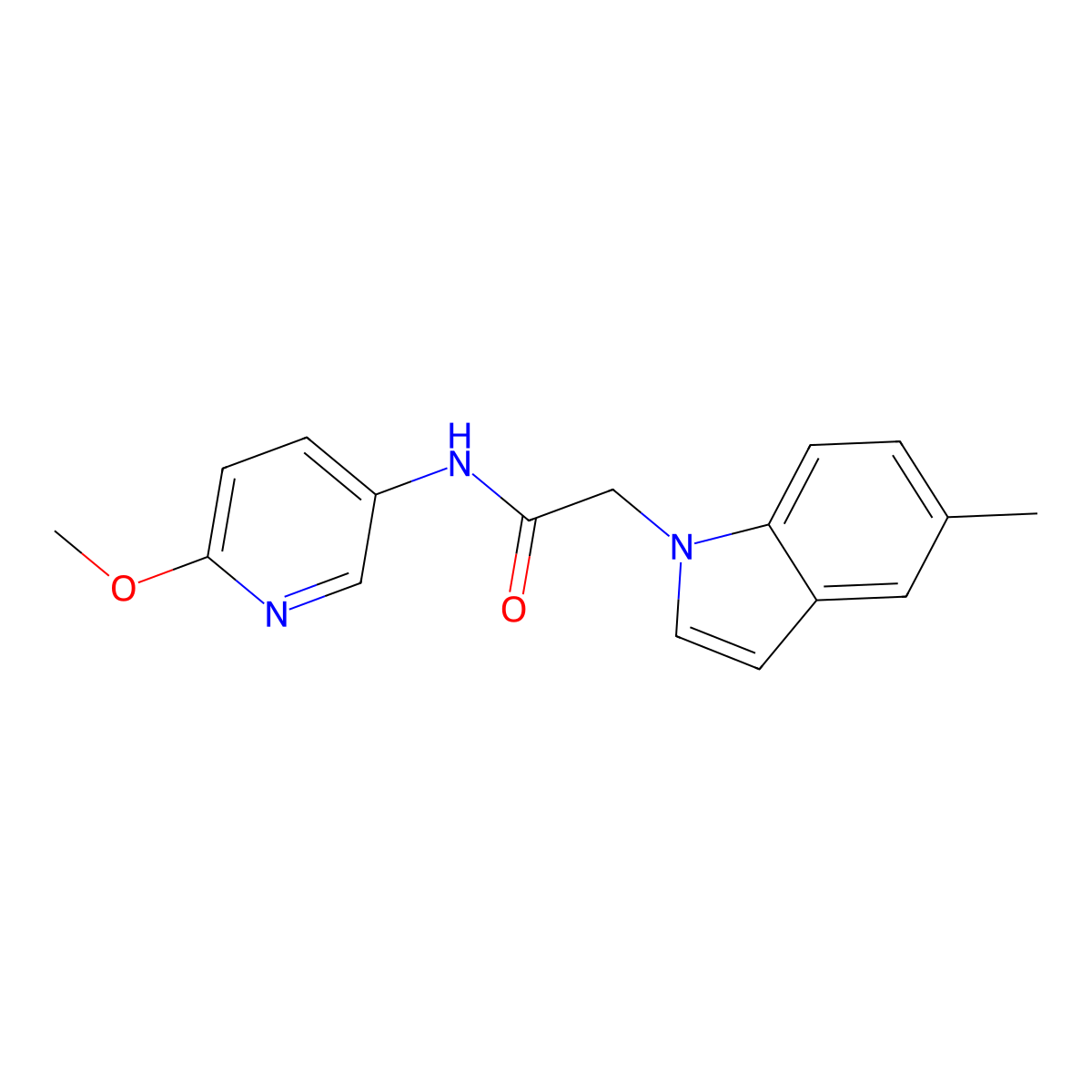 N-(6-methoxypyridin-3-yl)-2-(5-methyl-1H-indol-1-yl)acetamide molecular structure, CAS 1374536-91-0
