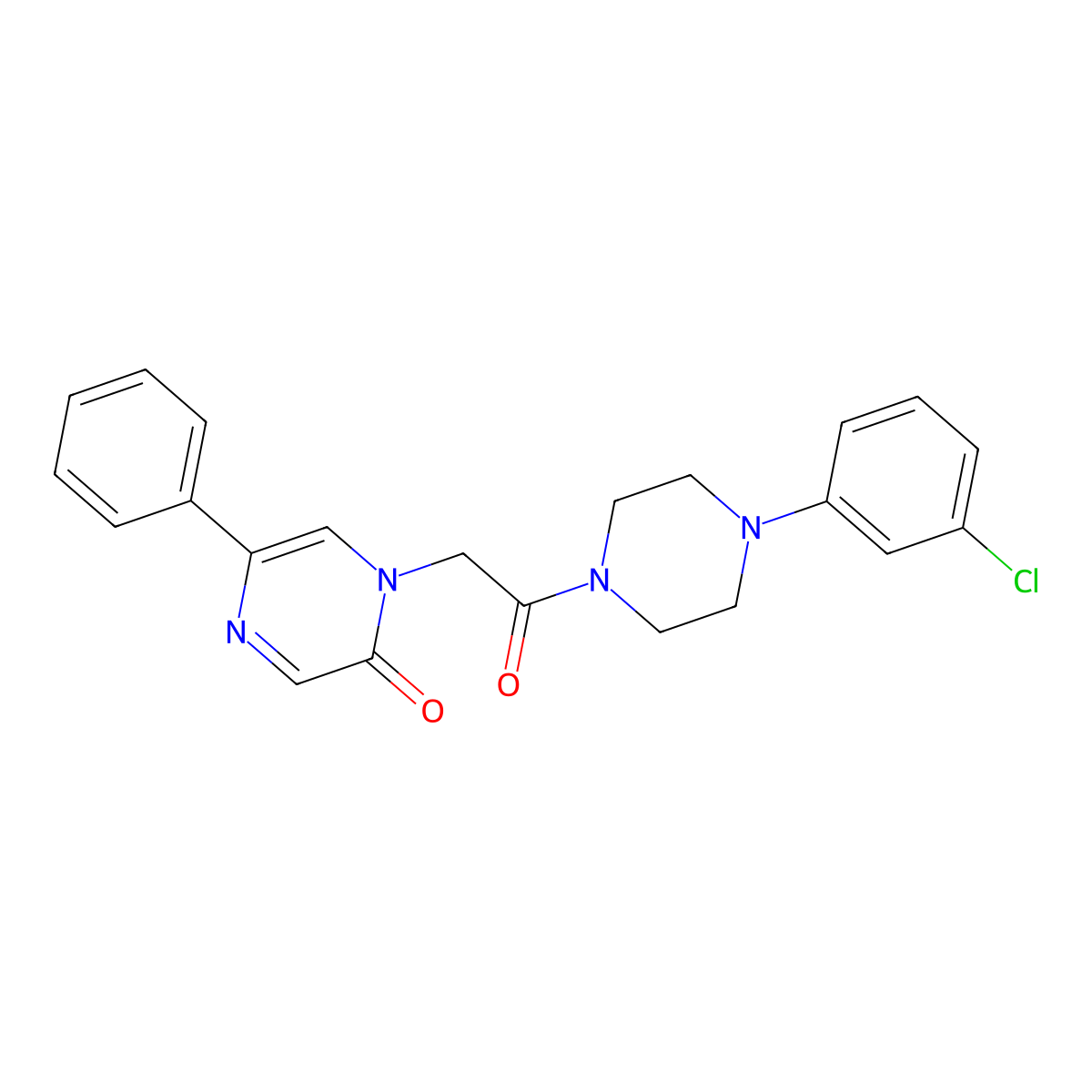 1-{2-[4-(3-chlorophenyl)piperazin-1-yl]-2-oxoethyl}-5-phenylpyrazin-2(1H)-one molecular structure, CAS 1374536-92-1
