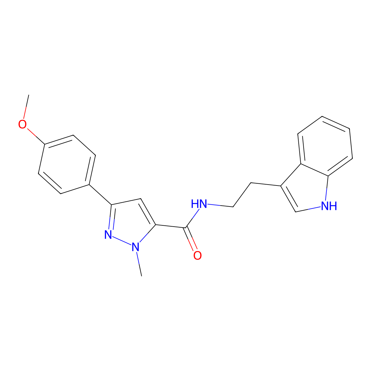 N-[2-(1H-indol-3-yl)ethyl]-3-(4-methoxyphenyl)-1-methyl-1H-pyrazole-5-carboxamide molecular structure, CAS 1374536-98-7