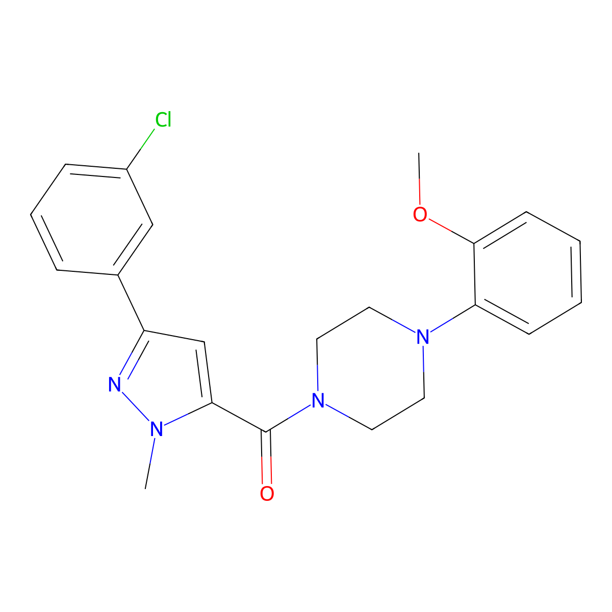 [3-(3-chlorophenyl)-1-methyl-1H-pyrazol-5-yl][4-(2-methoxyphenyl)piperazin-1-yl]methanone molecular structure, CAS 1374537-01-5