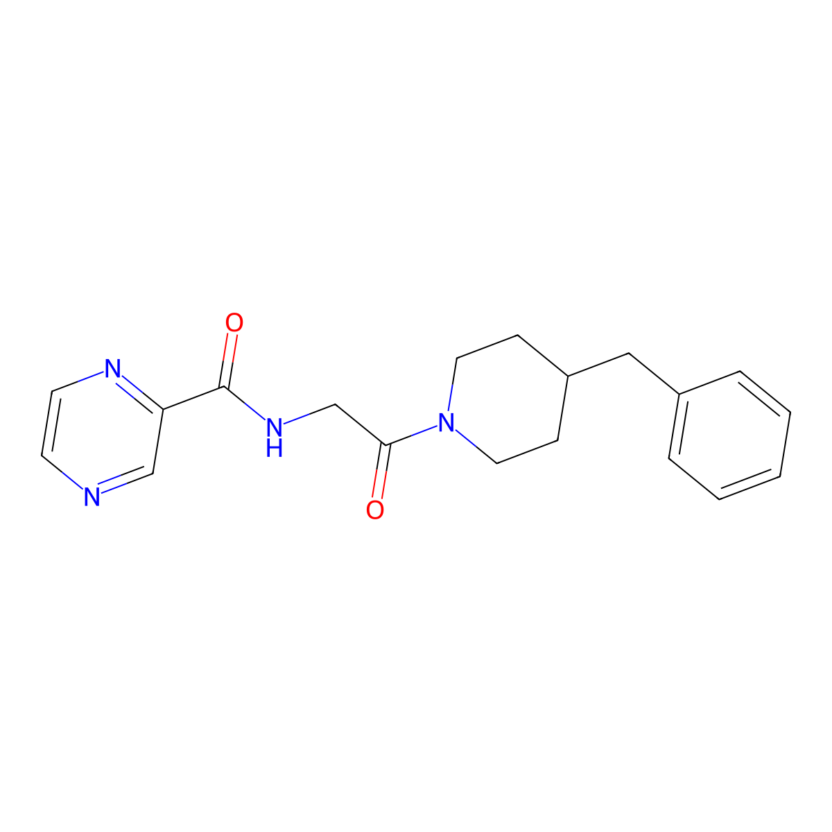N-[2-(4-benzylpiperidino)-2-oxoethyl]-2-pyrazinecarboxamide molecular structure, CAS 1374537-09-3