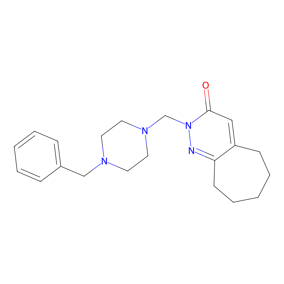 2-[(4-benzylpiperazin-1-yl)methyl]-2,5,6,7,8,9-hexahydro-3H-cyclohepta[c]pyridazin-3-one molecular structure, CAS 1374537-11-7