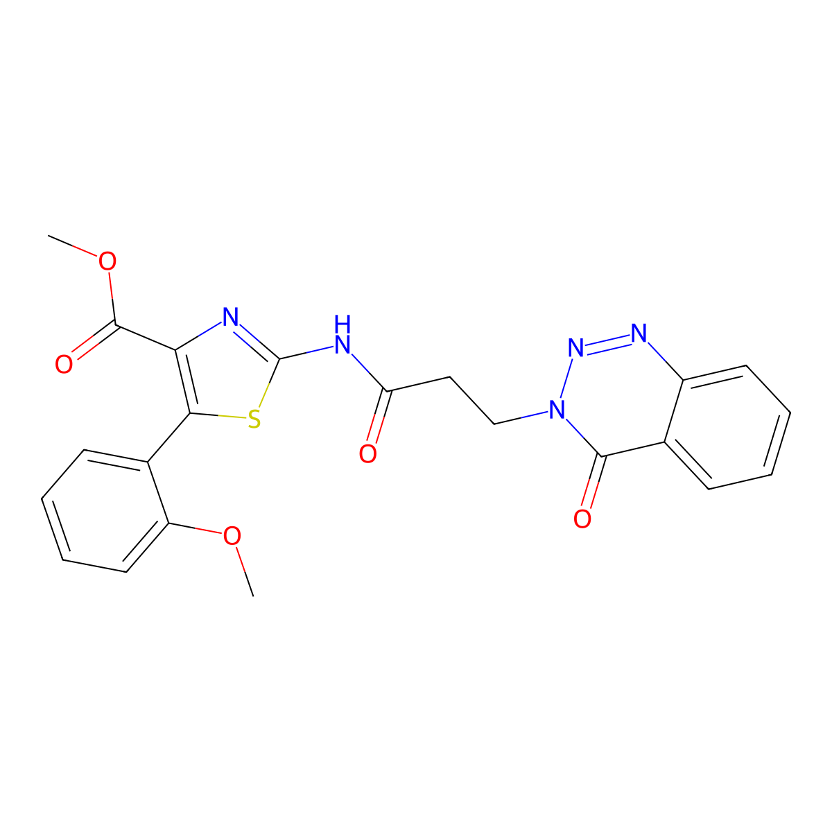 methyl 5-(2-methoxyphenyl)-2-{[3-(4-oxo-1,2,3-benzotriazin-3(4H)-yl)propanoyl]amino}-1,3-thiazole-4-carboxylate molecular structure, CAS 1374537-14-0