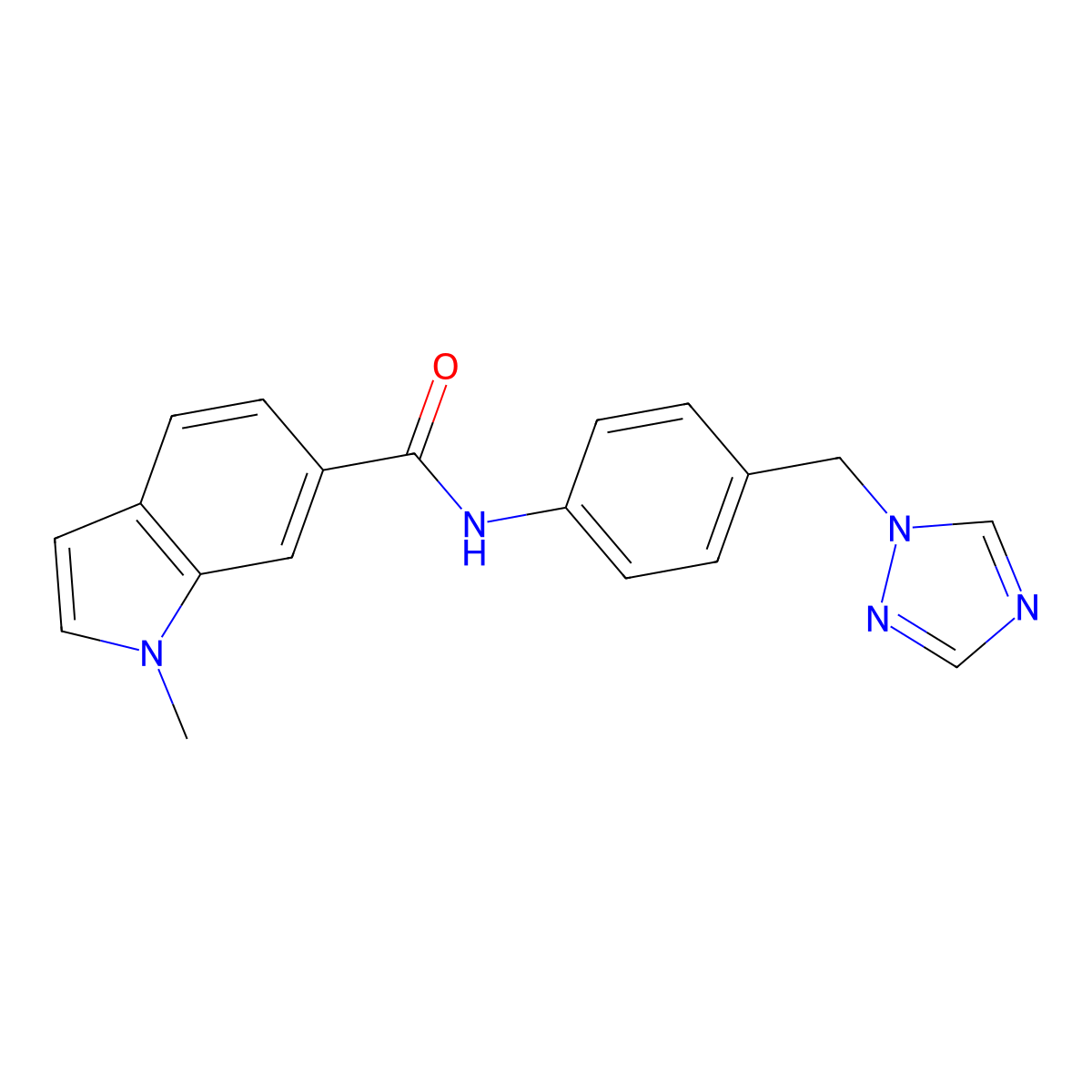 1-methyl-N-[4-(1H-1,2,4-triazol-1-ylmethyl)phenyl]-1H-indole-6-carboxamide molecular structure, CAS 1374537-16-2