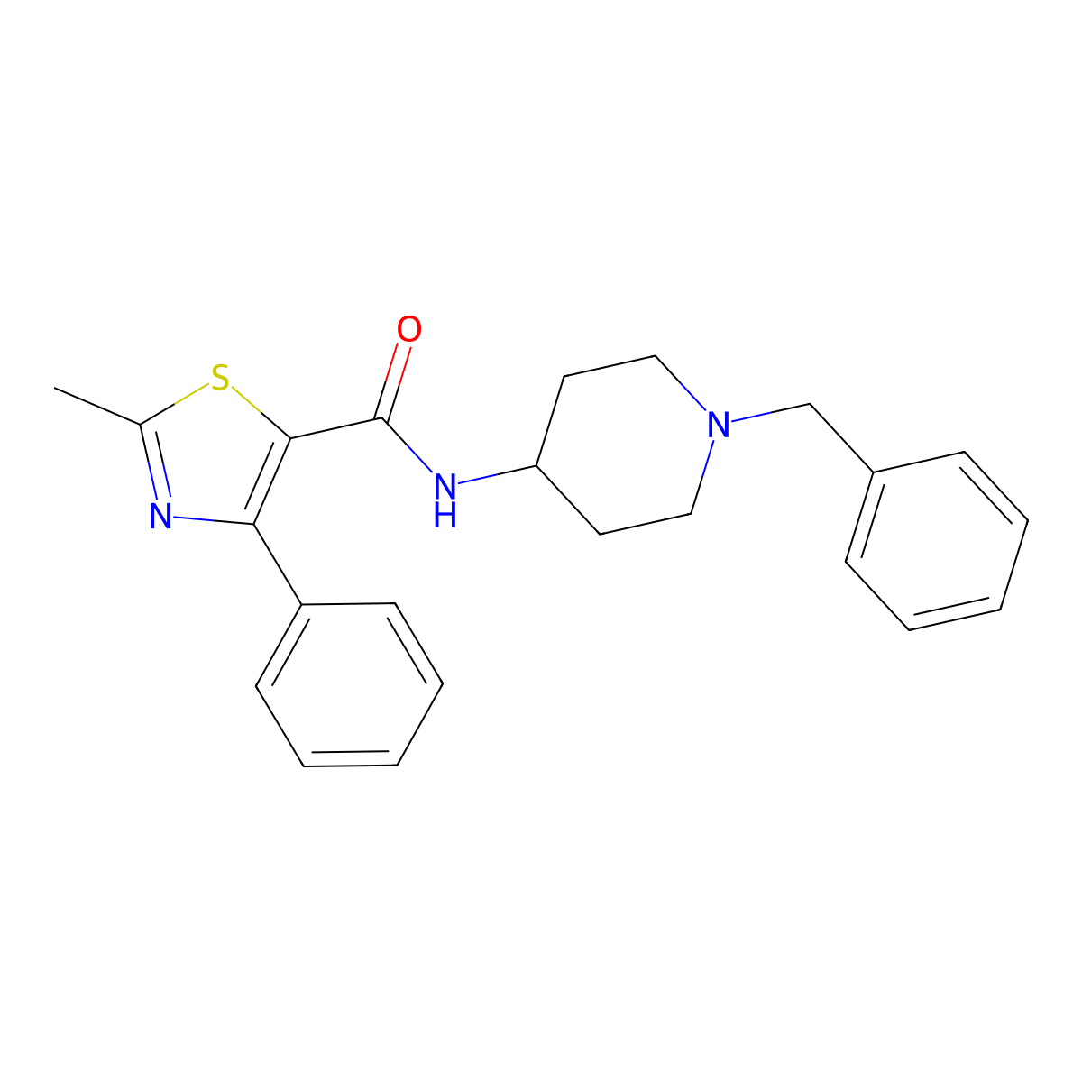 N-(1-benzylpiperidin-4-yl)-2-methyl-4-phenyl-1,3-thiazole-5-carboxamide molecular structure, CAS 1374537-49-1