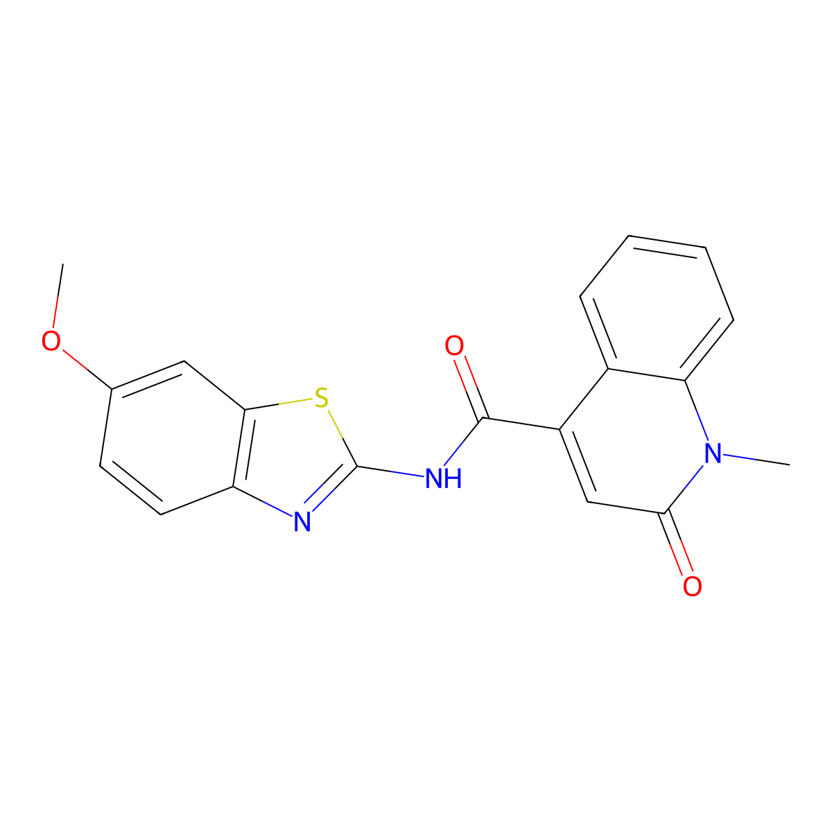 N-(6-methoxy-1,3-benzothiazol-2-yl)-1-methyl-2-oxo-1,2-dihydroquinoline-4-carboxamide molecular structure, CAS 1374537-52-6