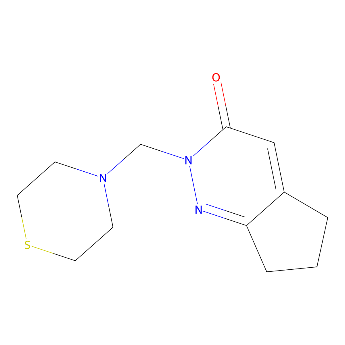 2-(thiomorpholin-4-ylmethyl)-2,5,6,7-tetrahydro-3H-cyclopenta[c]pyridazin-3-one molecular structure, CAS 1374537-53-7