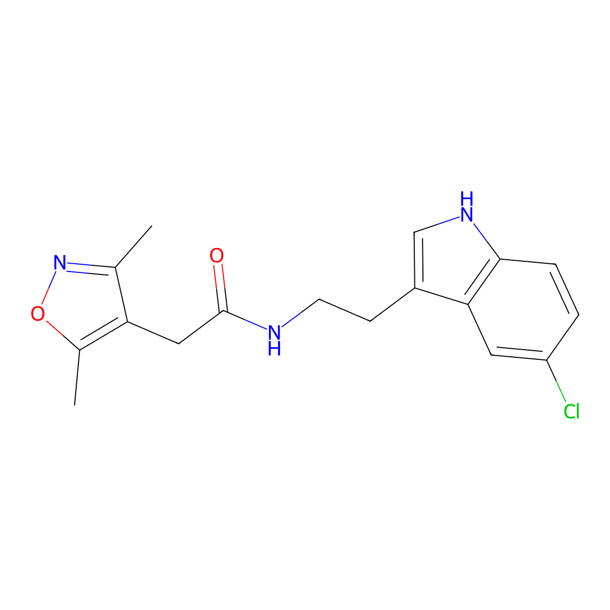 N-[2-(5-chloro-1H-indol-3-yl)ethyl]-2-(3,5-dimethyl-1,2-oxazol-4-yl)acetamide molecular structure, CAS 1374538-16-5