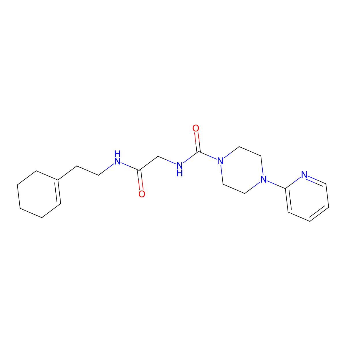 N-(2-{[2-(cyclohex-1-en-1-yl)ethyl]amino}-2-oxoethyl)-4-(pyridin-2-yl)piperazine-1-carboxamide molecular structure, CAS 1374538-17-6