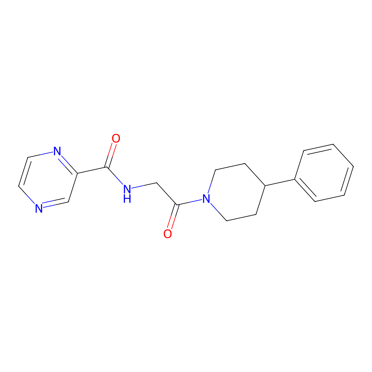 N-[2-oxo-2-(4-phenylpiperidino)ethyl]-2-pyrazinecarboxamide molecular structure, CAS 1374538-24-5