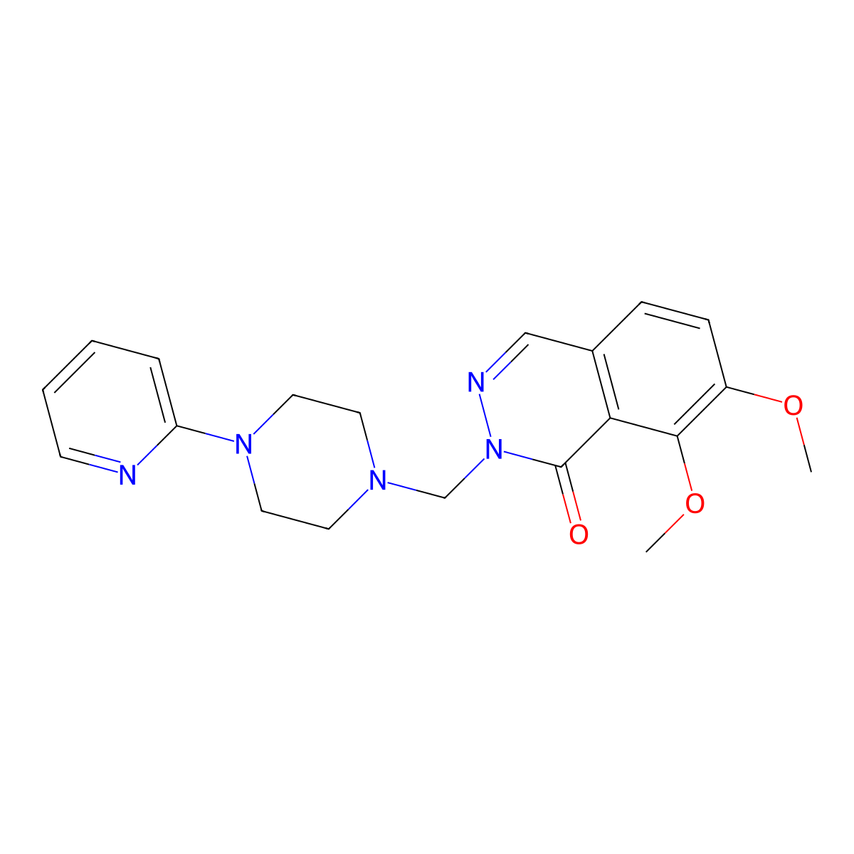7,8-dimethoxy-2-{[4-(pyridin-2-yl)piperazin-1-yl]methyl}phthalazin-1(2H)-one molecular structure, CAS 1374538-29-0